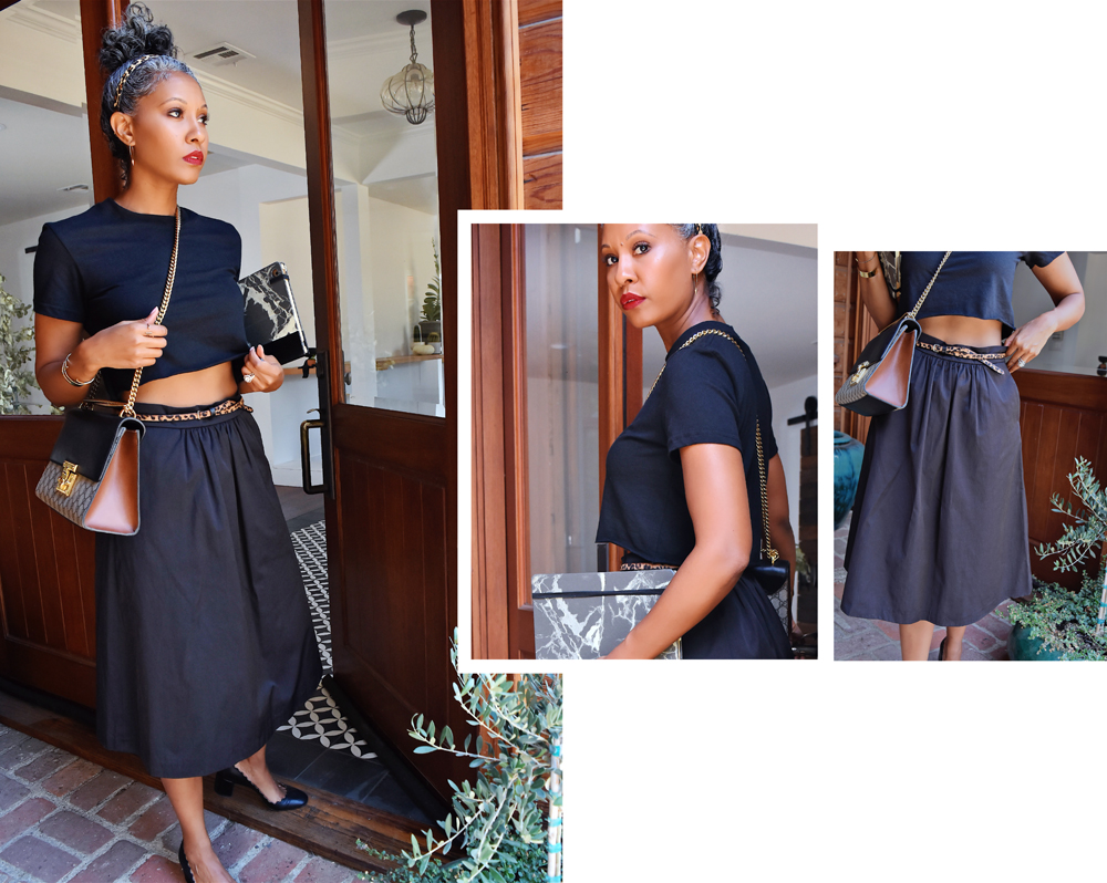 midi skirt with cropped top