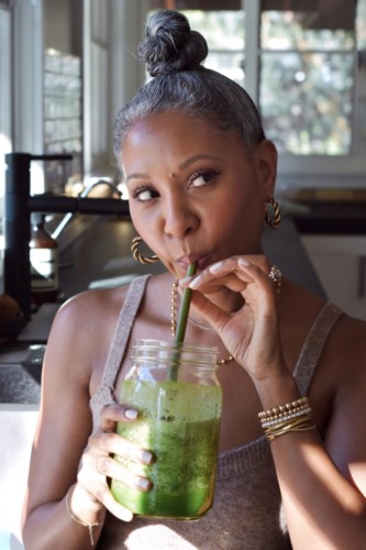 Drinking Green Juice Smoothie